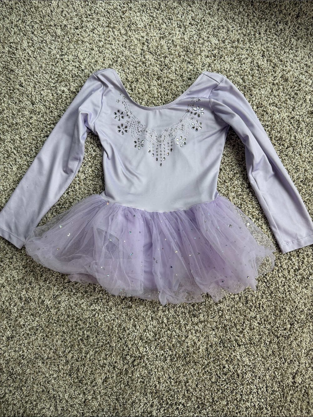 Amazon Lilac Long Sleeve Tutu Dance Dress with Rhinestones size 130 (7-8y)